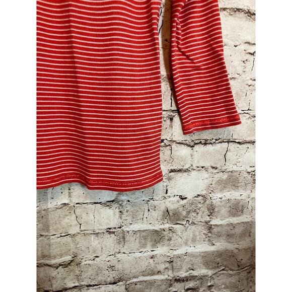 Ralph Lauren Black Label Top Womens 1X Red Striped Ribbed Knit Quarter Zip - Picture 9 of 15